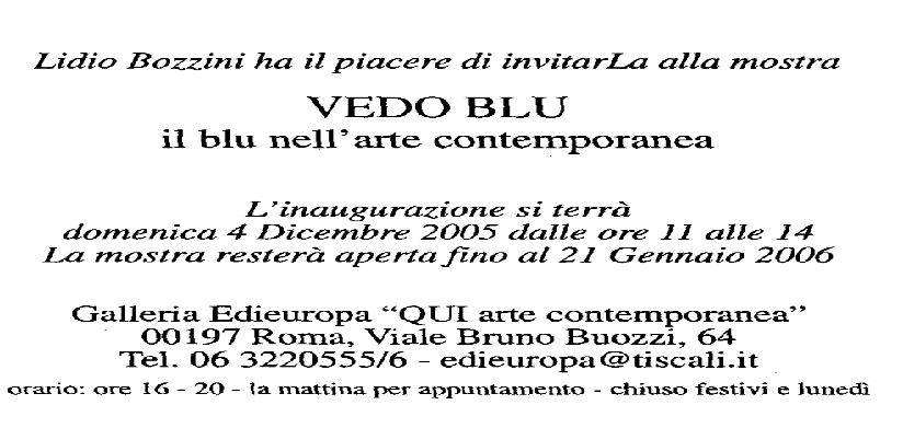 vedo blu, il blu nell'arte contemporanea