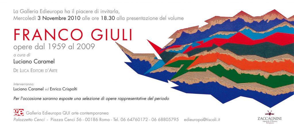 Franco Giuli, opere dal 1959 al 2009 invito